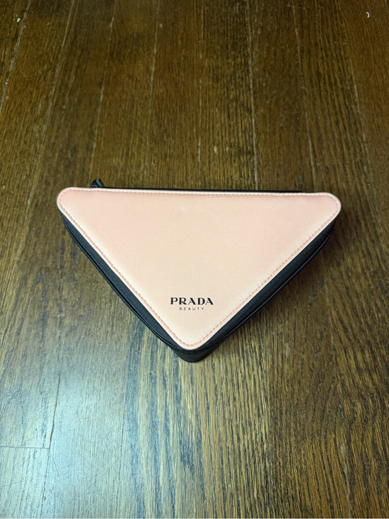 Prada Handbags - Prada Beauty Triangular Cosmetic Pouch - Pale Pink with Black Trim